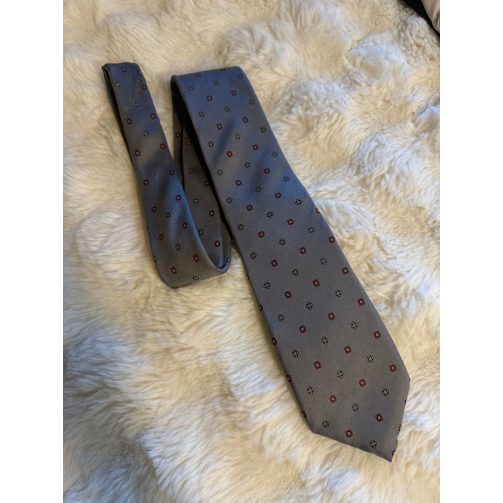 Preowned , Oscar de la Renta vintage gray geometric silk necktie